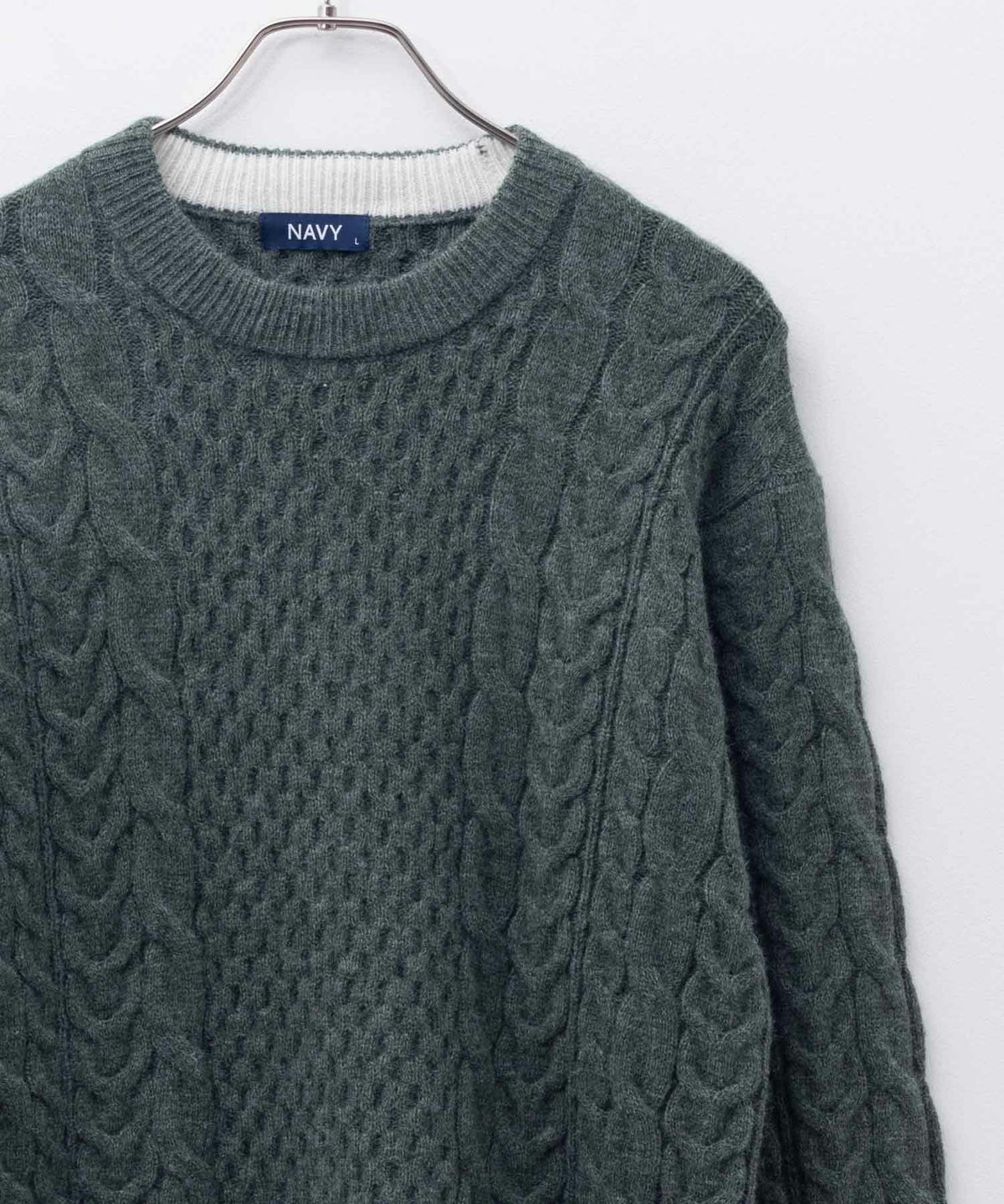 NAVY 快適ニット ケーブル編み メンズ