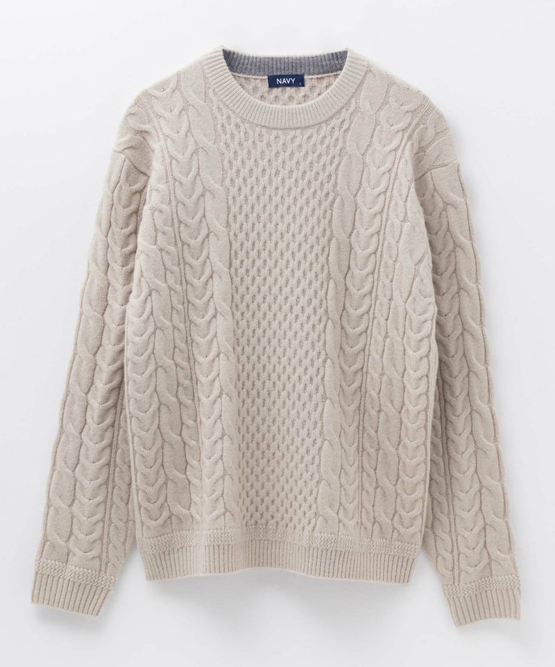 NAVY 快適ニット ケーブル編み メンズ商品画像-5