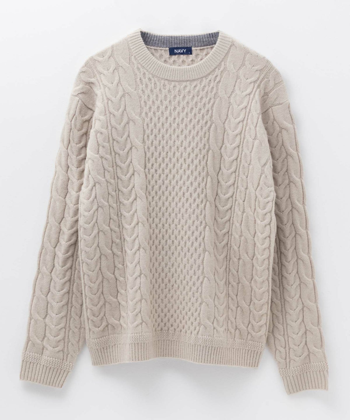 NAVY 快適ニット ケーブル編み メンズ