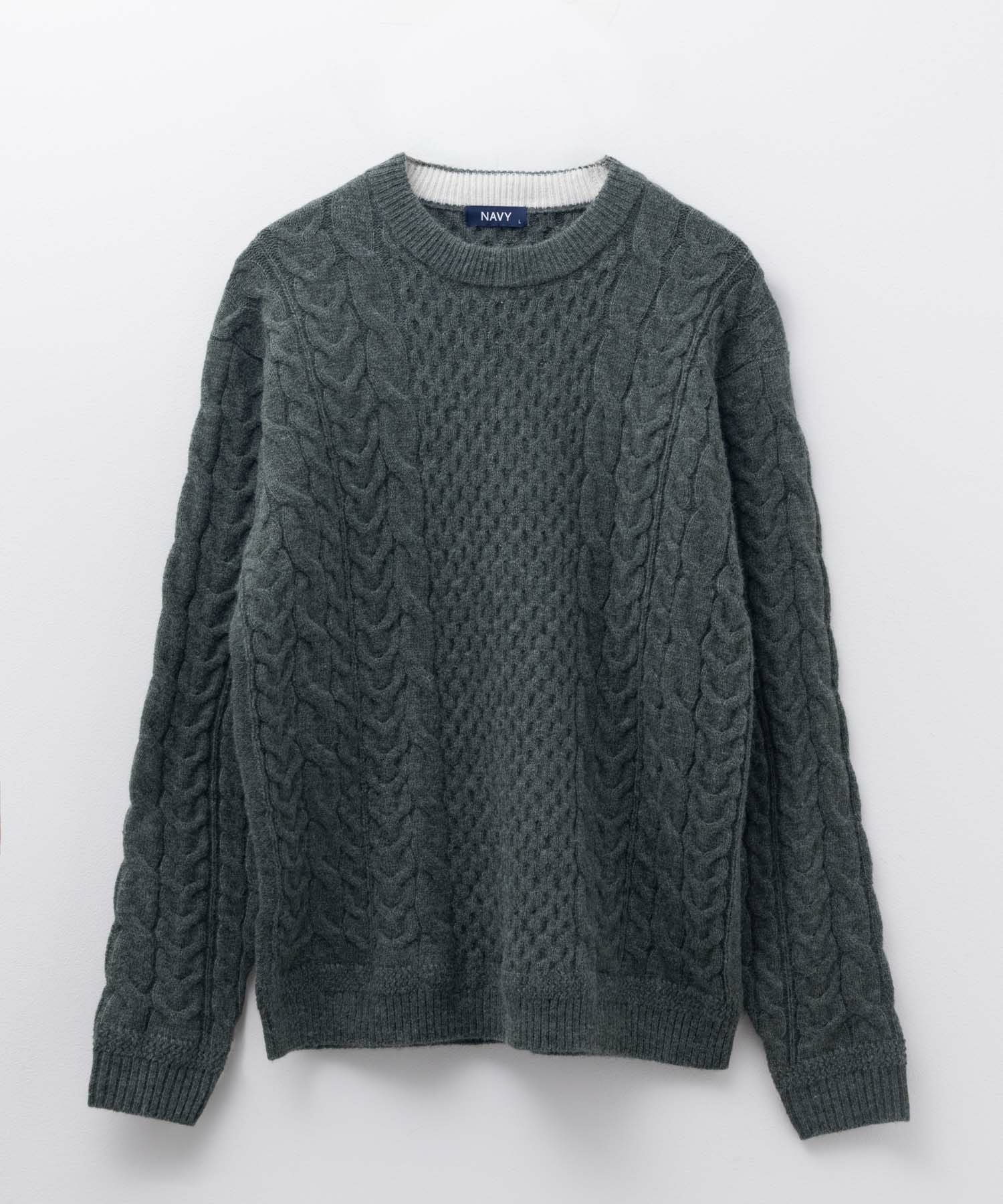 NAVY 快適ニット ケーブル編み メンズ