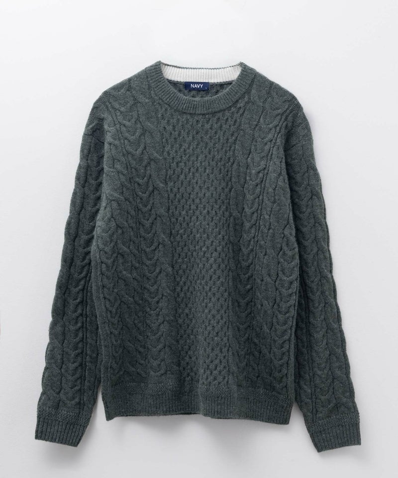 NAVY 快適ニット ケーブル編み メンズ商品画像-11