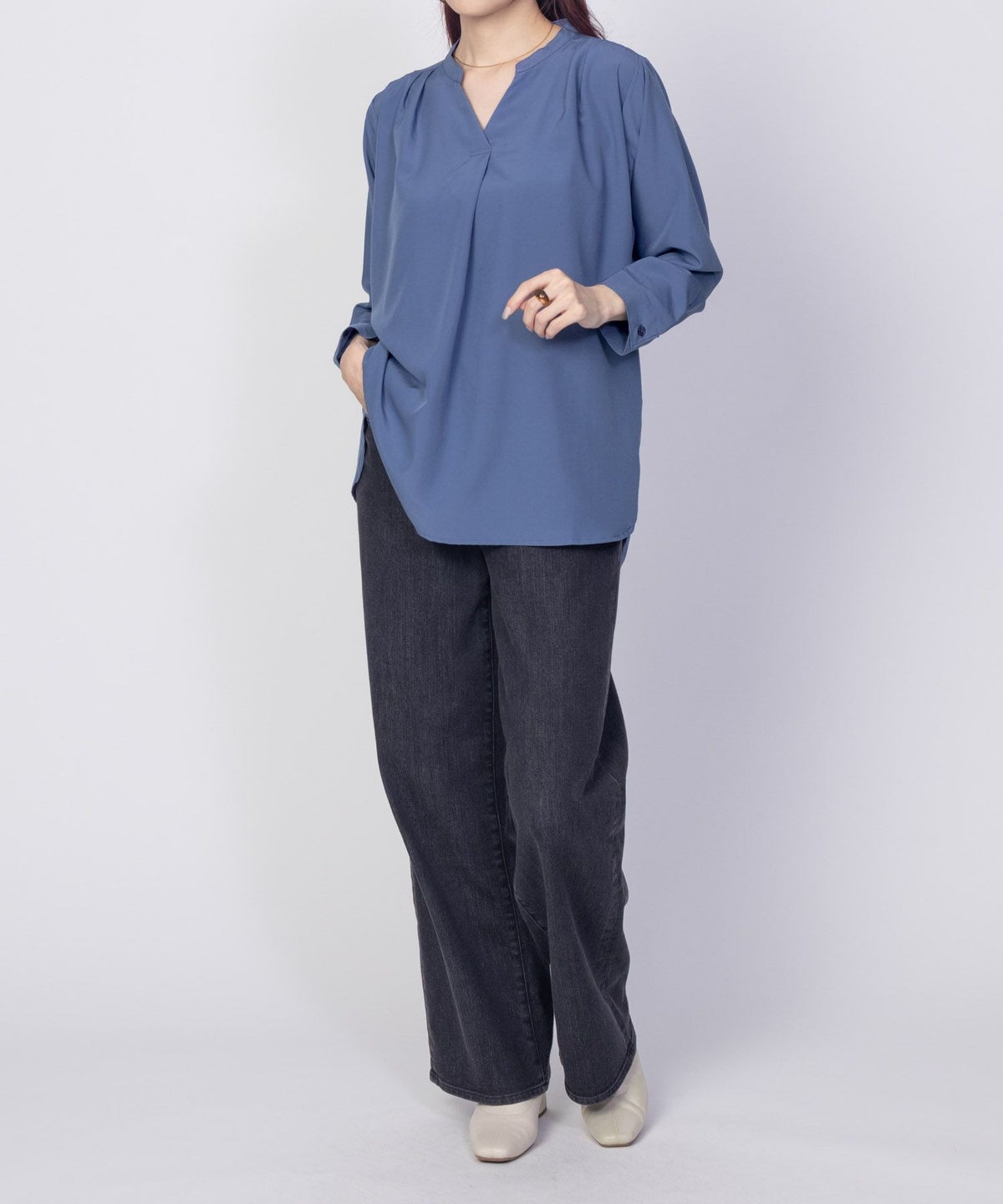 nAvy スキッパー7分袖プルオーバー レディース