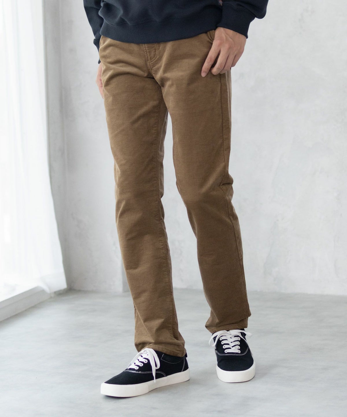 NAVY 温℃ ドビーコール裏起毛パンツ メンズ