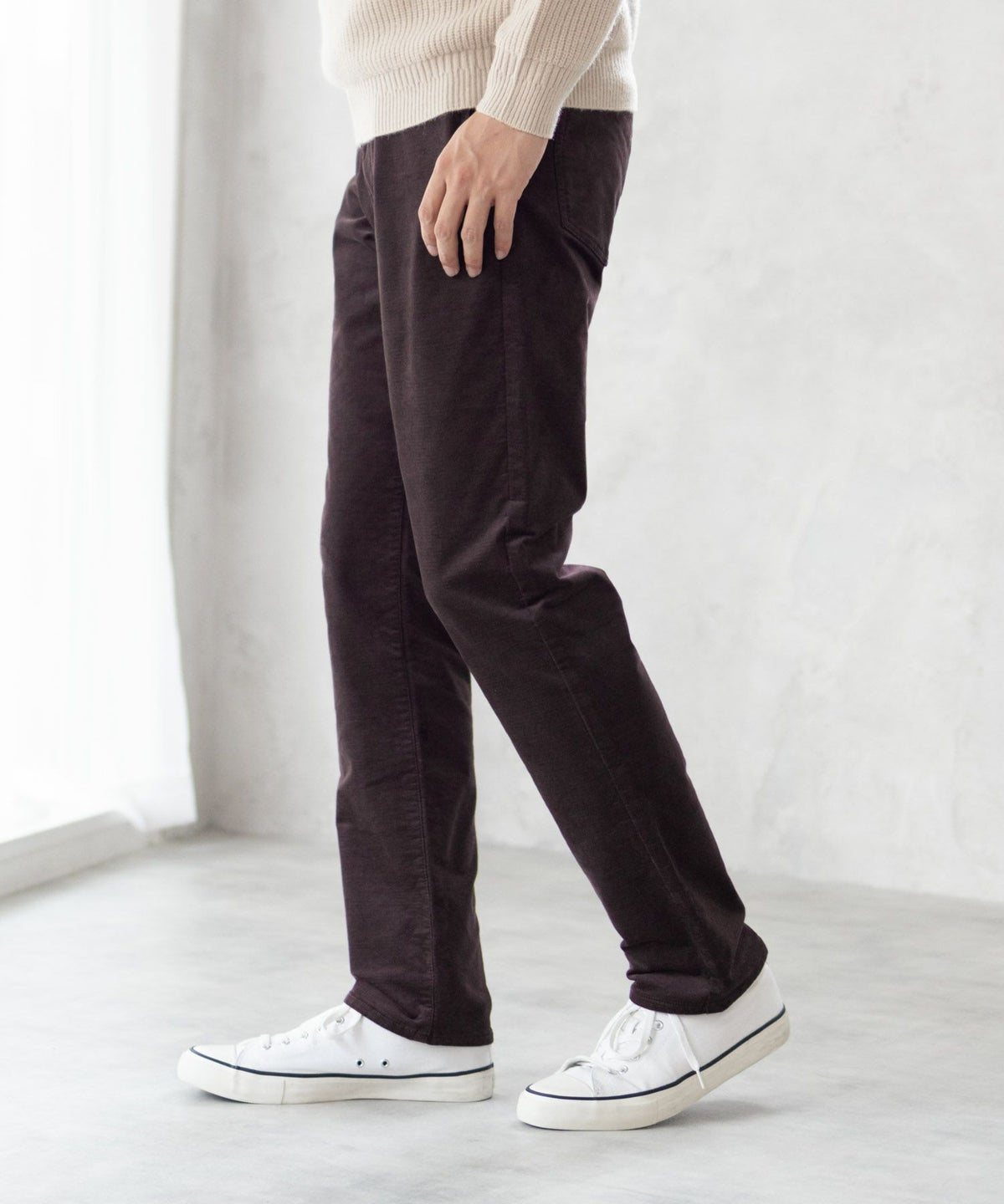 NAVY 温℃ ドビーコール裏起毛パンツ メンズ