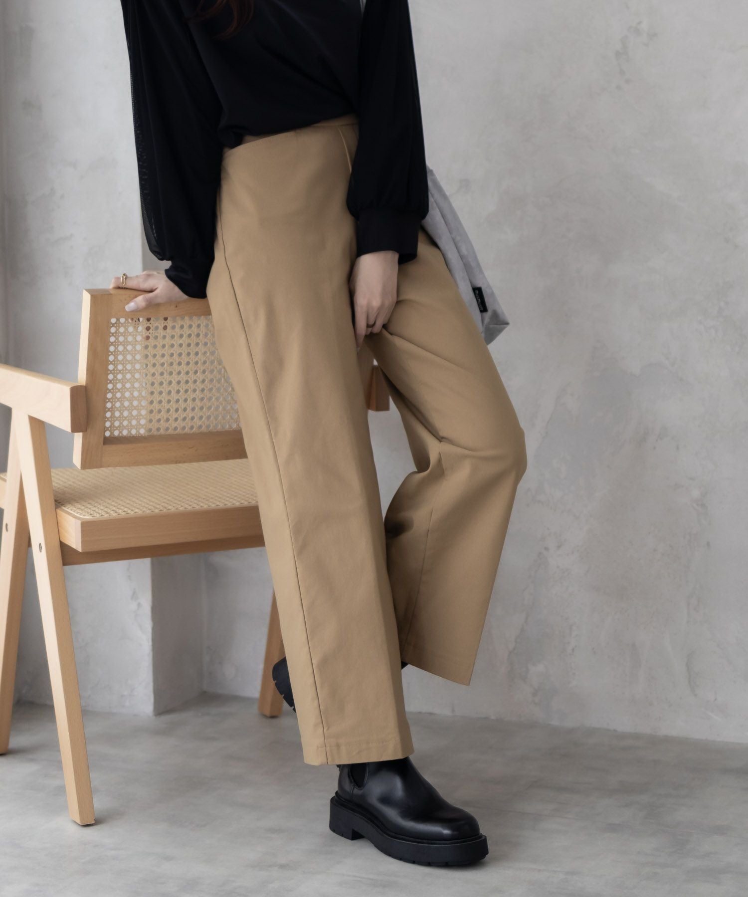 HusHusH らく美パン 裏起毛ストレートパンツ レディース