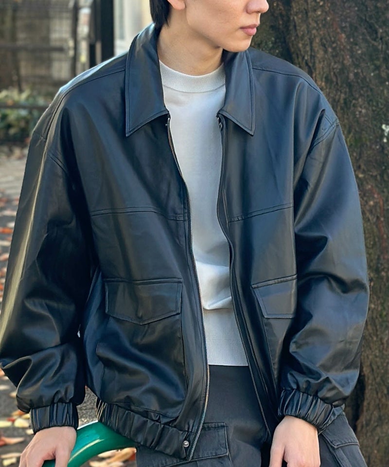 [期間限定価格]フェイクレザーA-2フライトジャケット メンズ商品画像-1