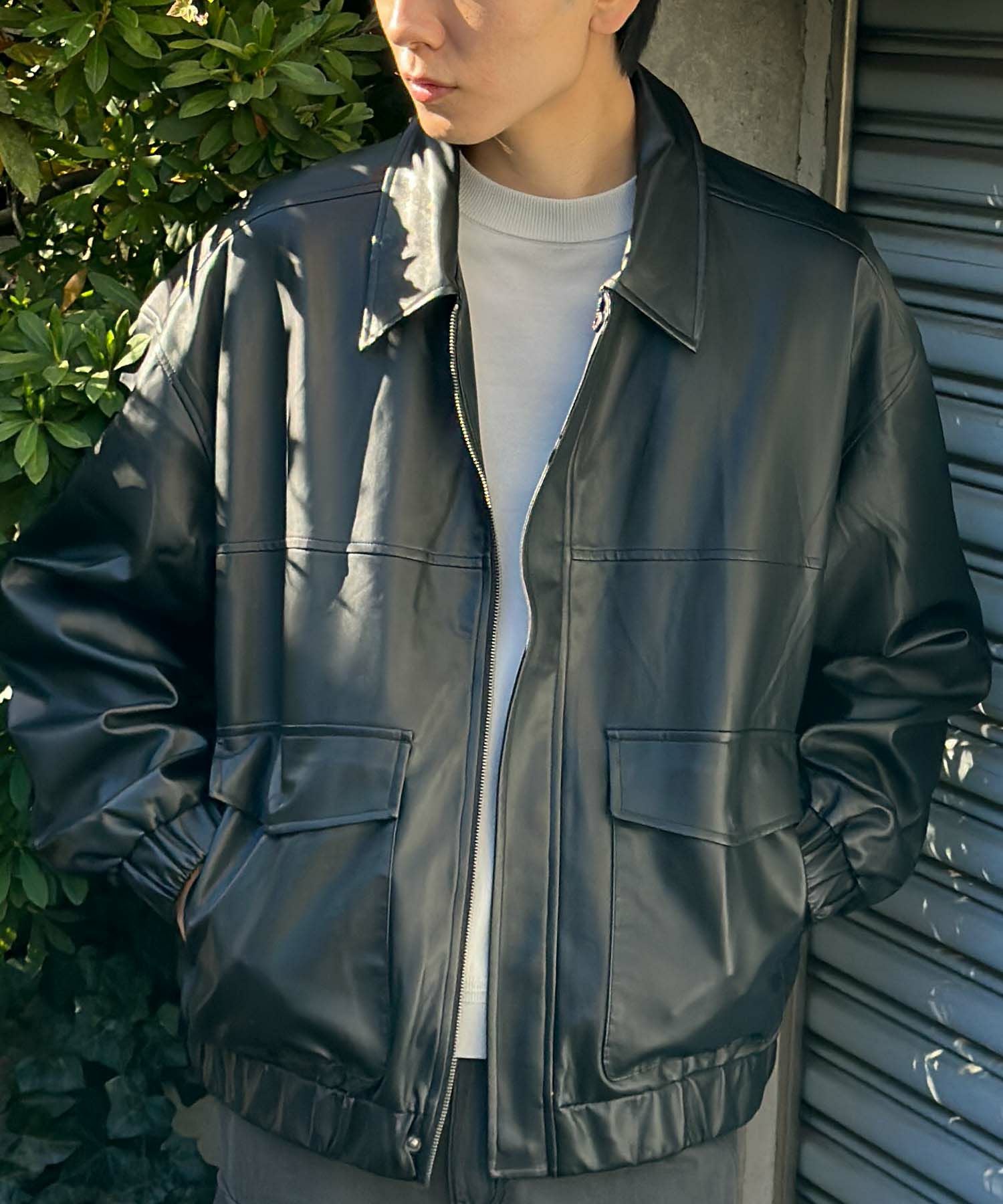 フェイクレザーA-2フライトジャケット メンズ