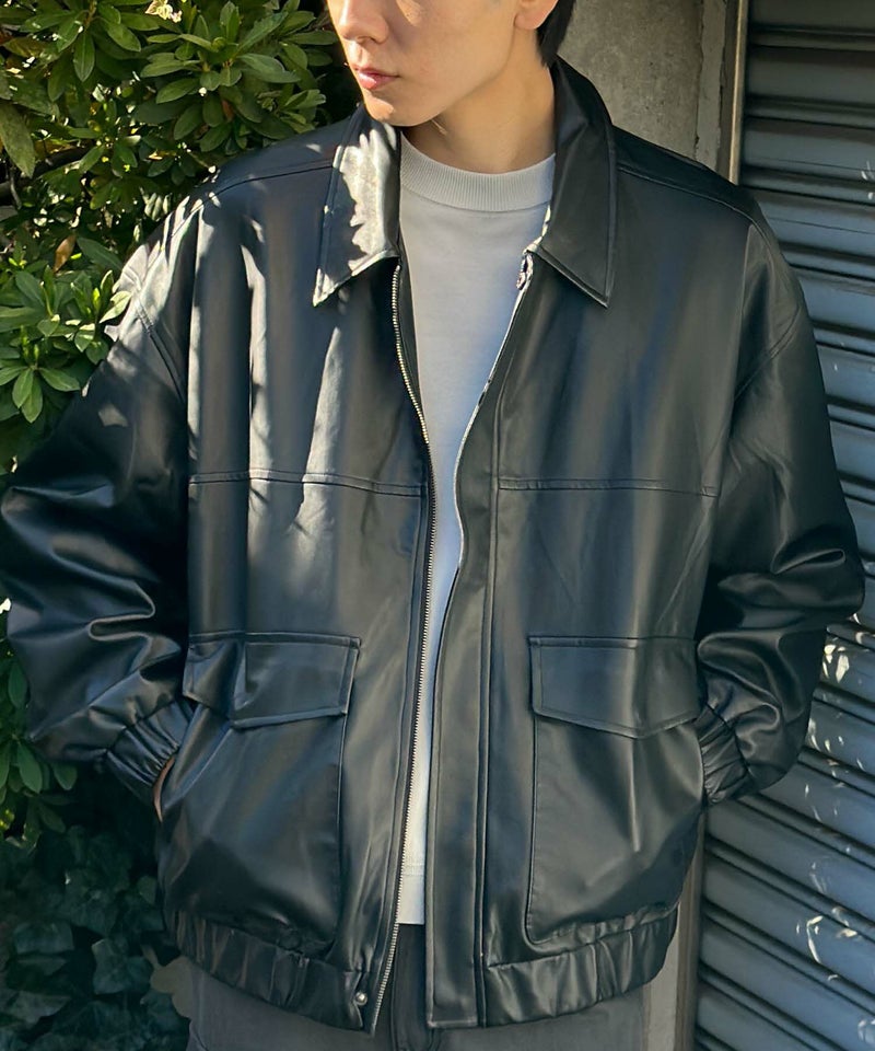 [期間限定価格]フェイクレザーA-2フライトジャケット メンズ商品画像-3