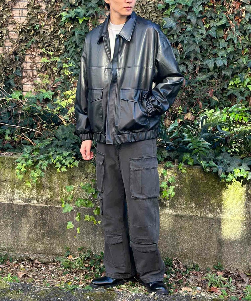 [期間限定価格]フェイクレザーA-2フライトジャケット メンズ商品画像-9