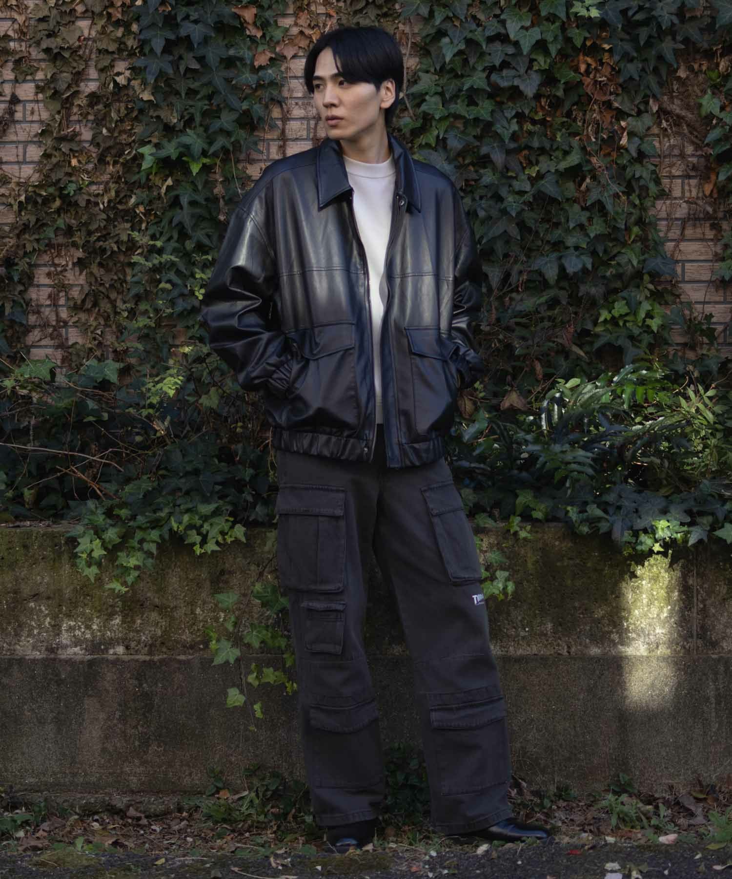 フェイクレザーA-2フライトジャケット メンズ