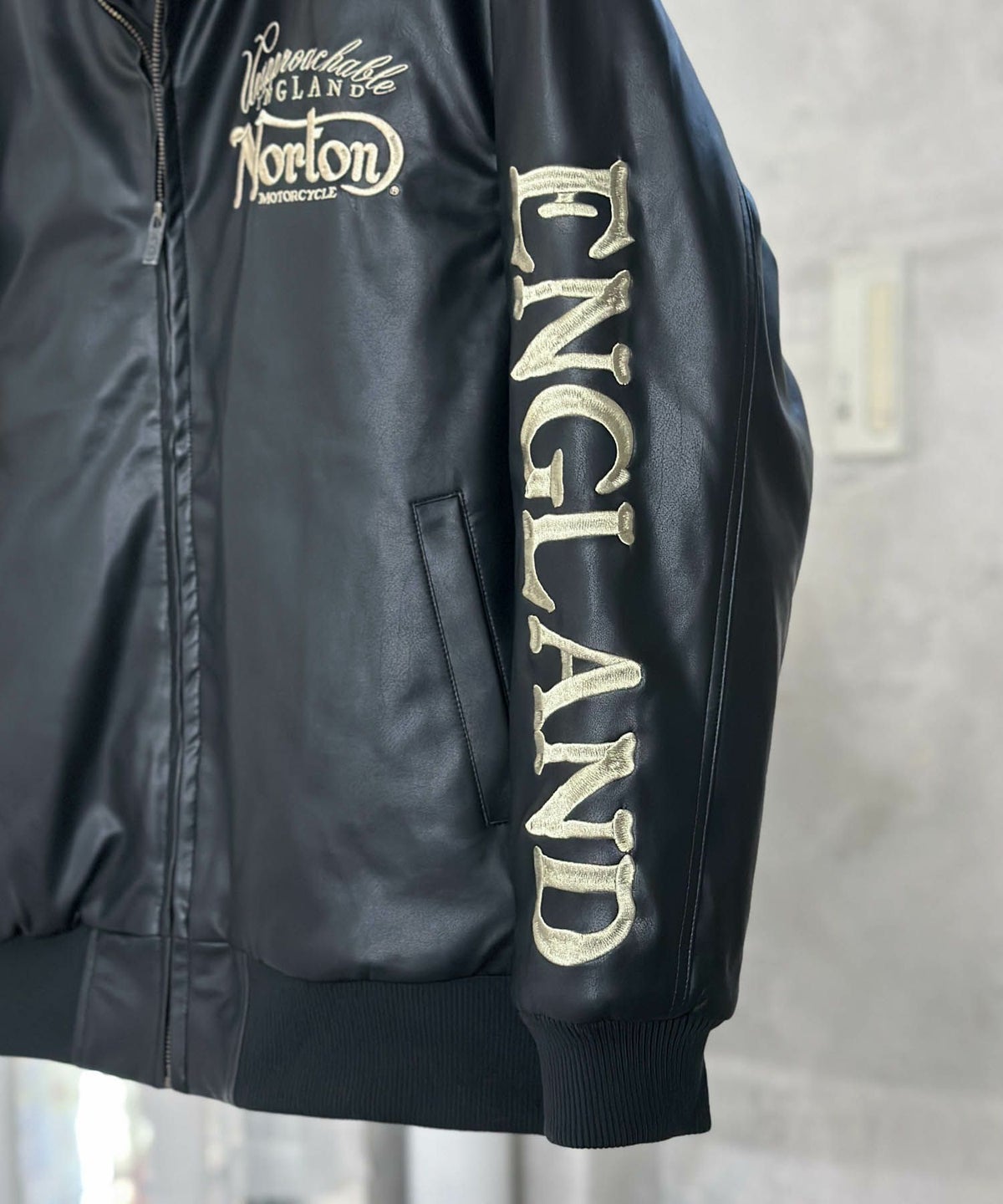 Norton MAXデザインPUジャケット メンズ