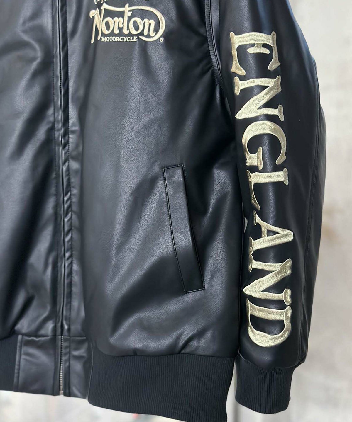 Norton MAXデザインPUジャケット メンズ