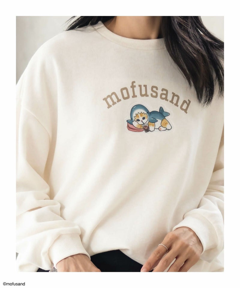 mofusand サメにゃんプリントトレーナー レディース商品画像-6