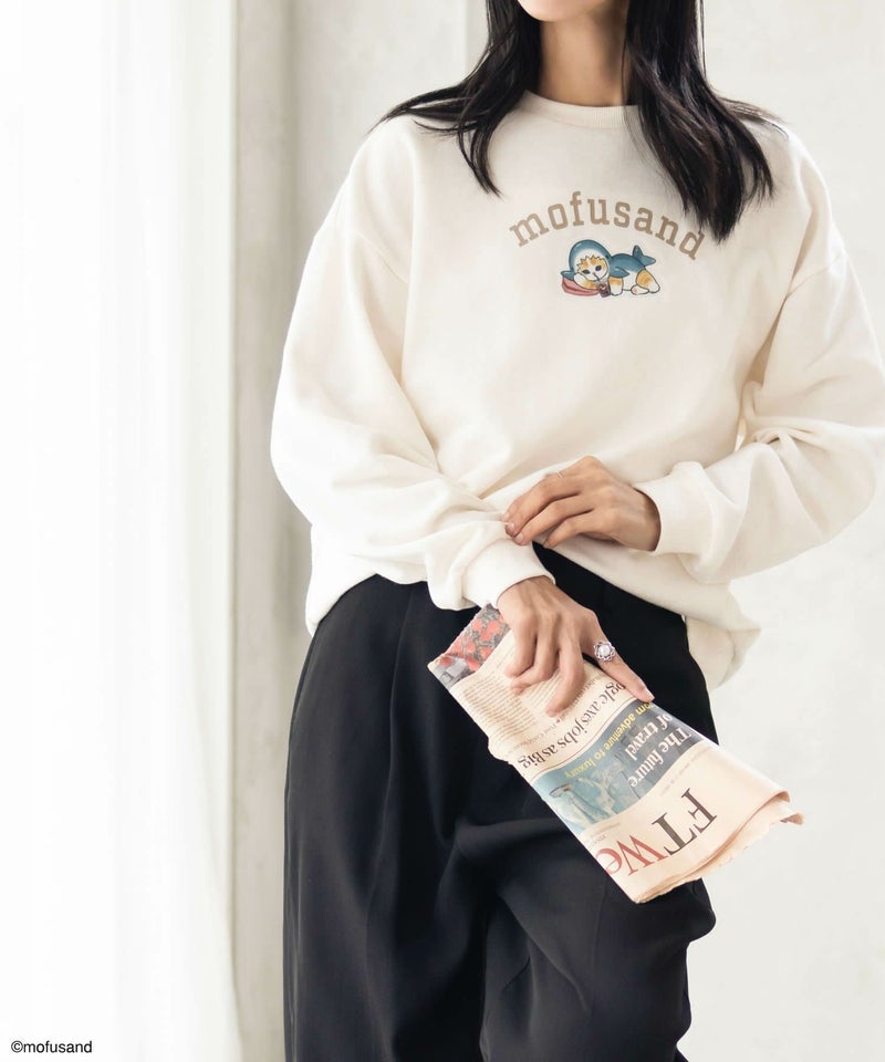 mofusand サメにゃんプリントトレーナー レディース商品画像-7