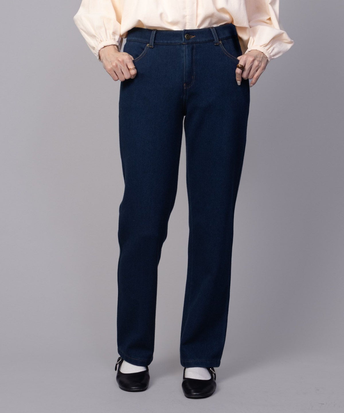 nAvy 温℃裏起毛ストレートパンツ レディース