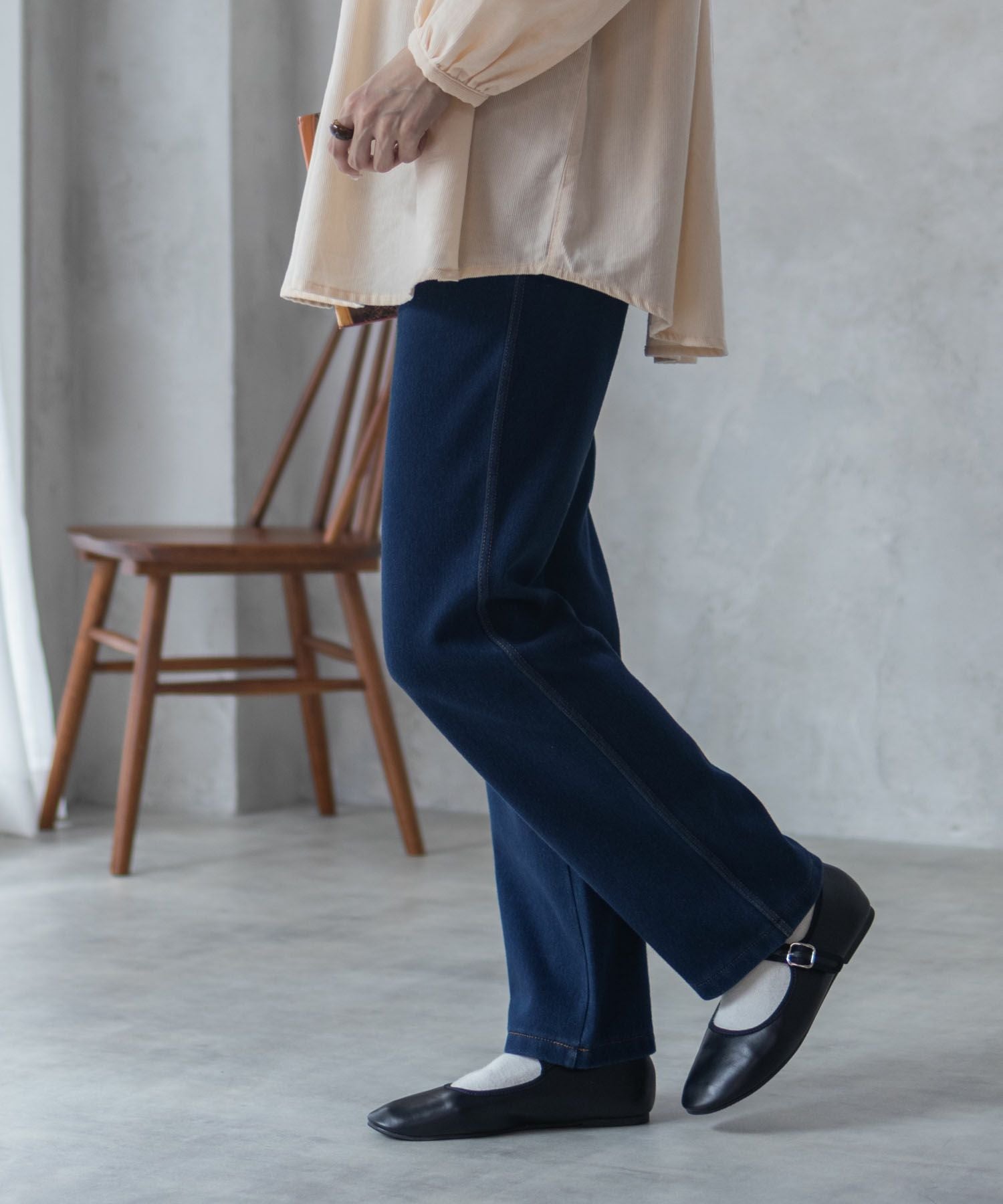 nAvy 温℃裏起毛ストレートパンツ レディース