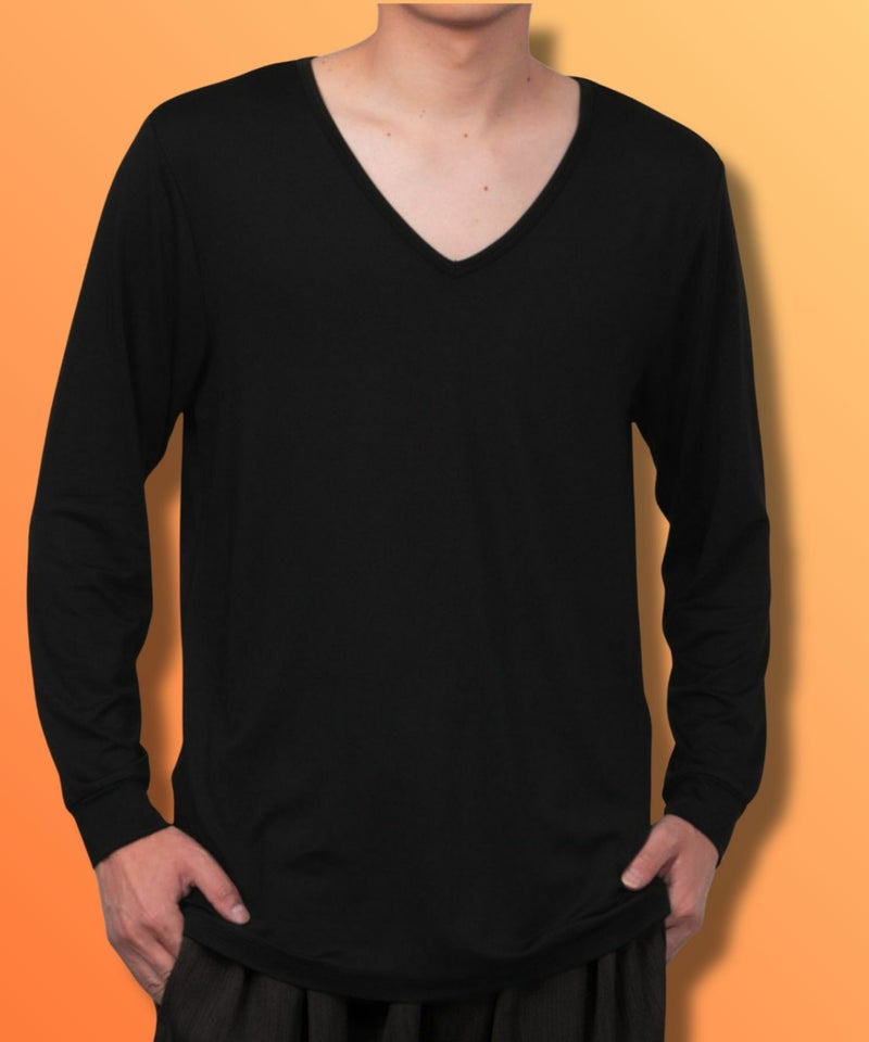 MAC HEAT VネックインナーTシャツ9分袖 メンズ メール便 対応商品商品画像-1