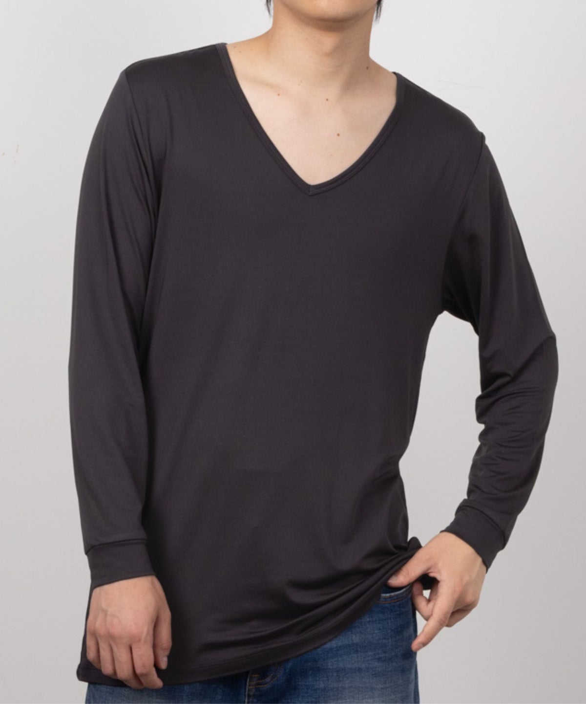 MAC HEAT VネックインナーTシャツ9分袖 メンズ ネコポス 対応商品