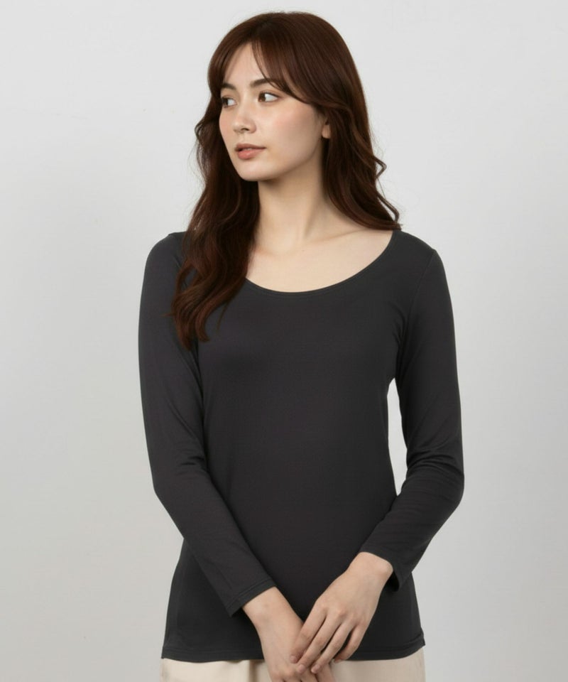 MAC HEAT UネックインナーTシャツ8分袖 レディース メール便 対応商品商品画像-1