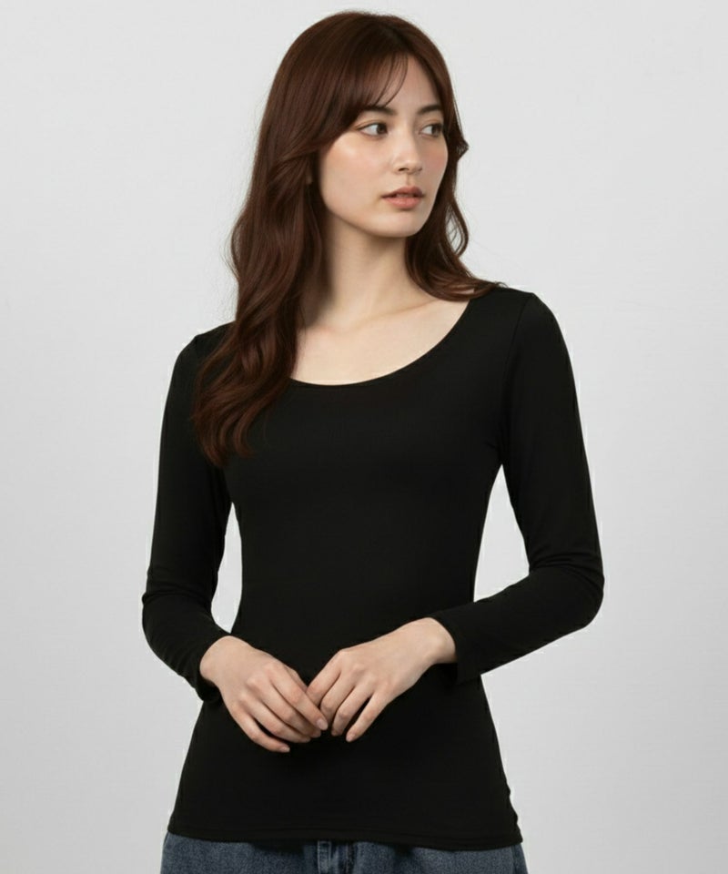 MAC HEAT UネックインナーTシャツ8分袖 レディース メール便 対応商品商品画像-2