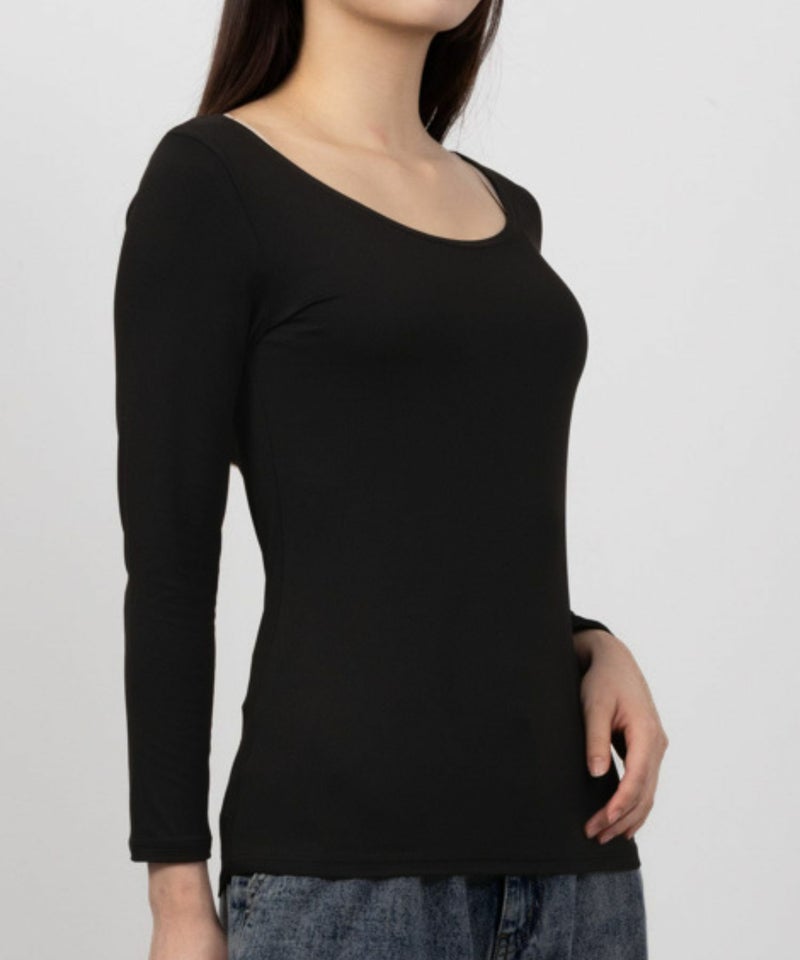 MAC HEAT UネックインナーTシャツ8分袖 レディース メール便 対応商品商品画像-3