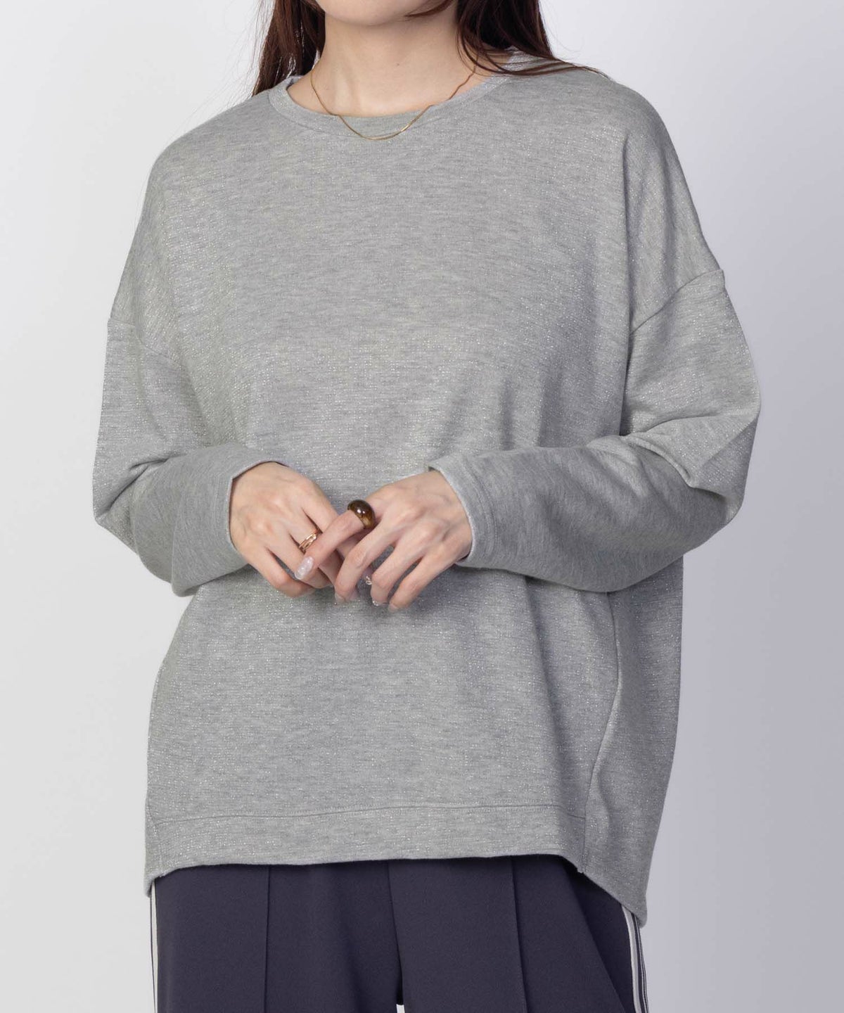 nAvy ラメ裏毛コクーンプルオーバー レディース