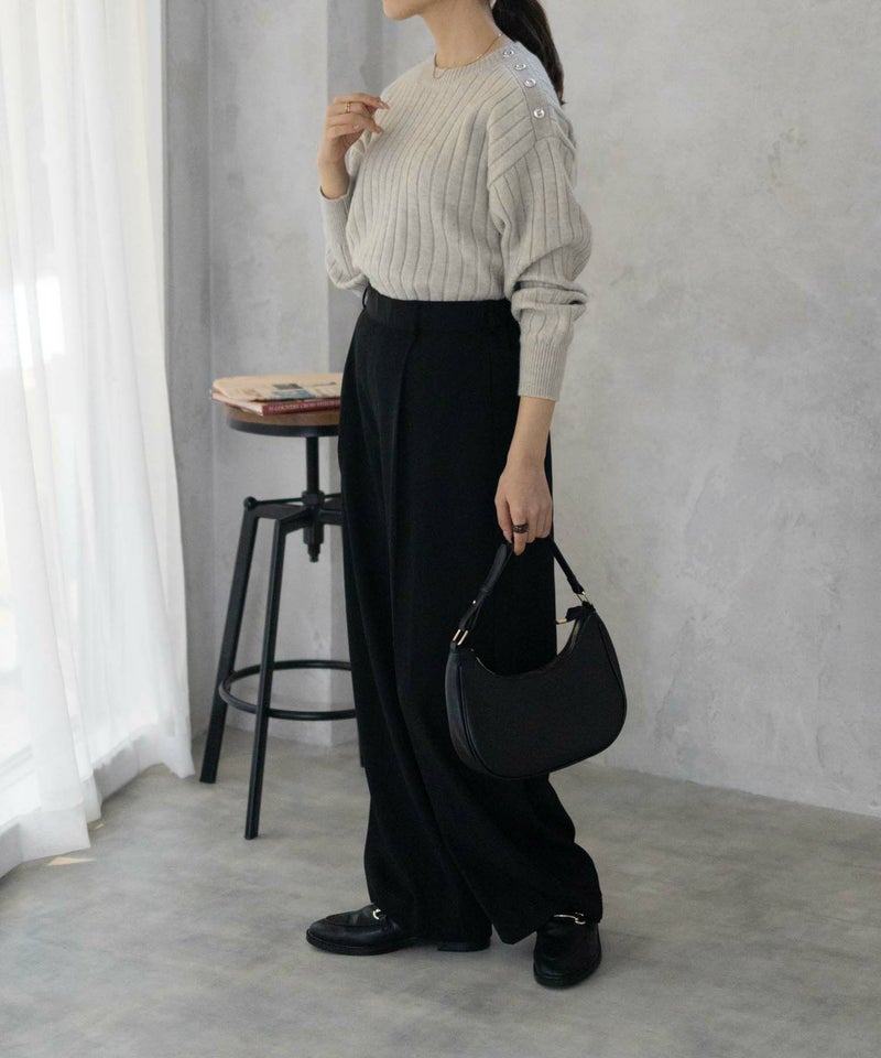 [期間限定knit]nAvy  もちり もちもち 洗えるニット 肩ボタンクルーネック レディース商品画像-15