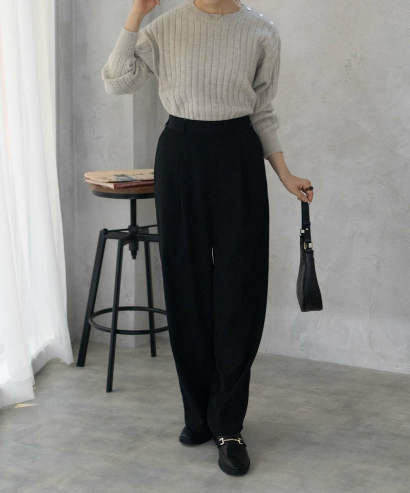 [期間限定knit]nAvy  もちり もちもち 洗えるニット 肩ボタンクルーネック レディース商品画像-16