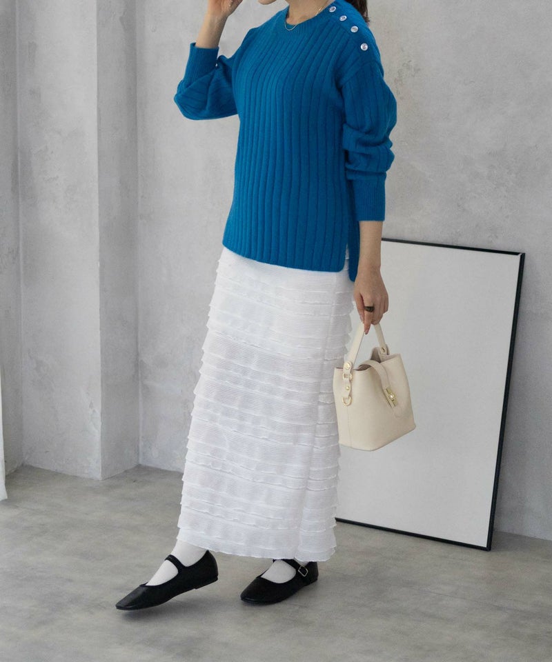 [期間限定knit]nAvy  もちり もちもち 洗えるニット 肩ボタンクルーネック レディース商品画像-19