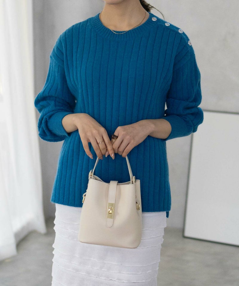 [期間限定knit]nAvy  もちり もちもち 洗えるニット 肩ボタンクルーネック レディース商品画像-20