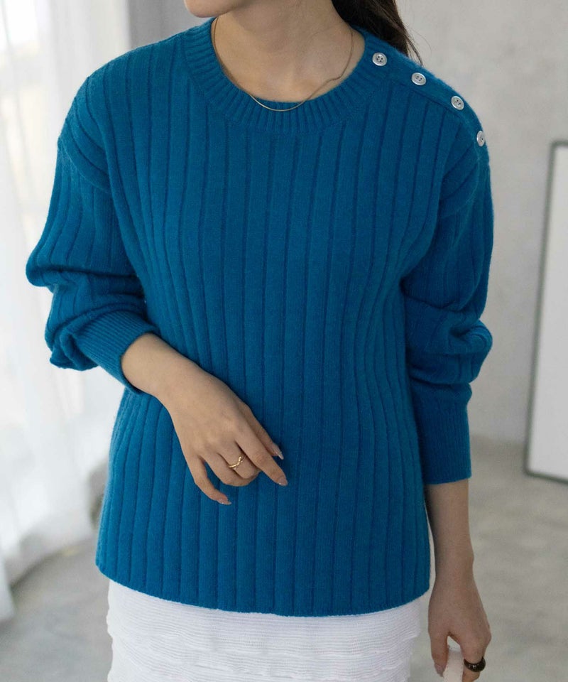 [期間限定knit]nAvy  もちり もちもち 洗えるニット 肩ボタンクルーネック レディース商品画像-21