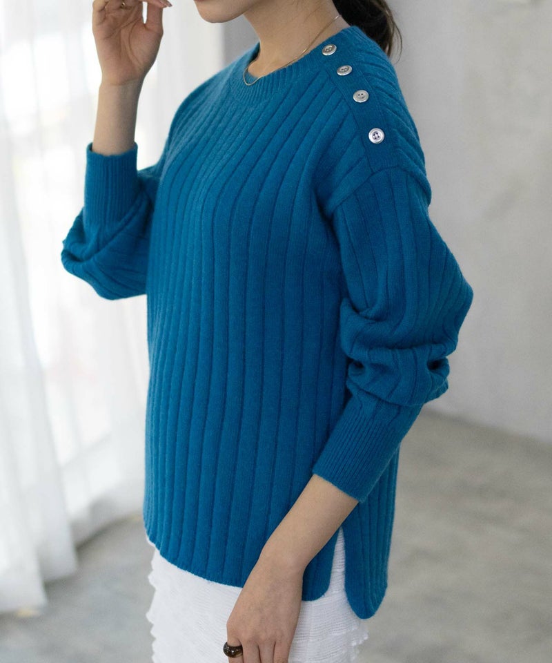 [期間限定knit]nAvy  もちり もちもち 洗えるニット 肩ボタンクルーネック レディース商品画像-22