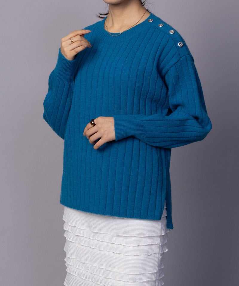 [期間限定knit]nAvy  もちり もちもち 洗えるニット 肩ボタンクルーネック レディース商品画像-27