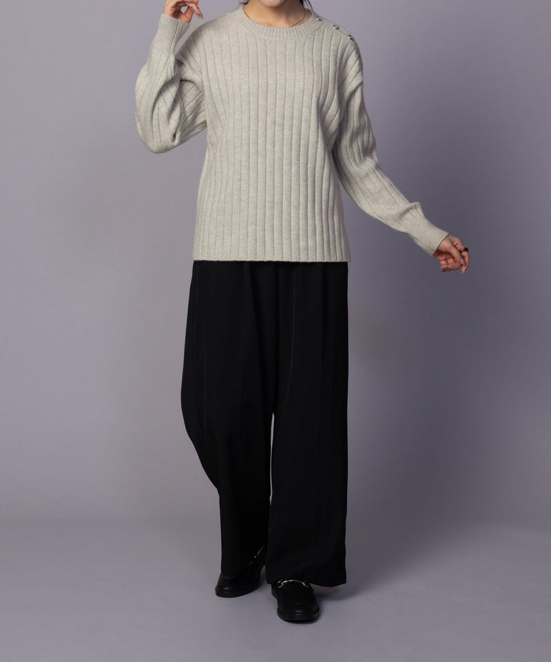 nAvy もちり もちもち 洗えるニット 肩ボタンクルーネック レディース商品画像-29