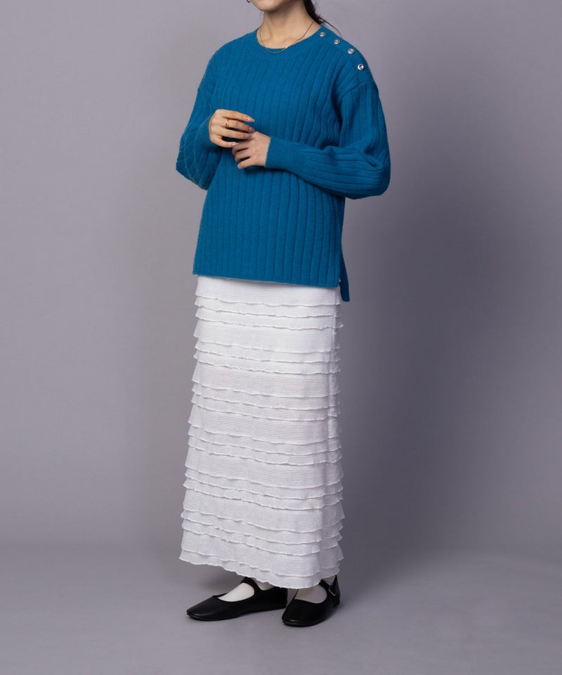 [期間限定knit]nAvy  もちり もちもち 洗えるニット 肩ボタンクルーネック レディース商品画像-30