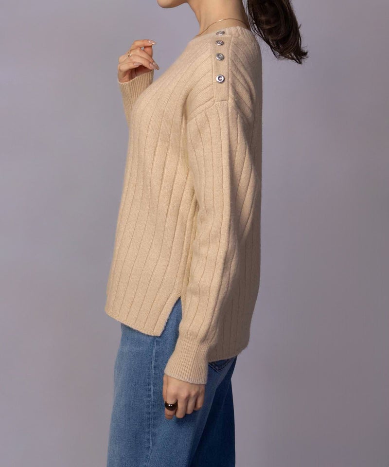 [期間限定knit]nAvy  もちり もちもち 洗えるニット 肩ボタンクルーネック レディース商品画像-31