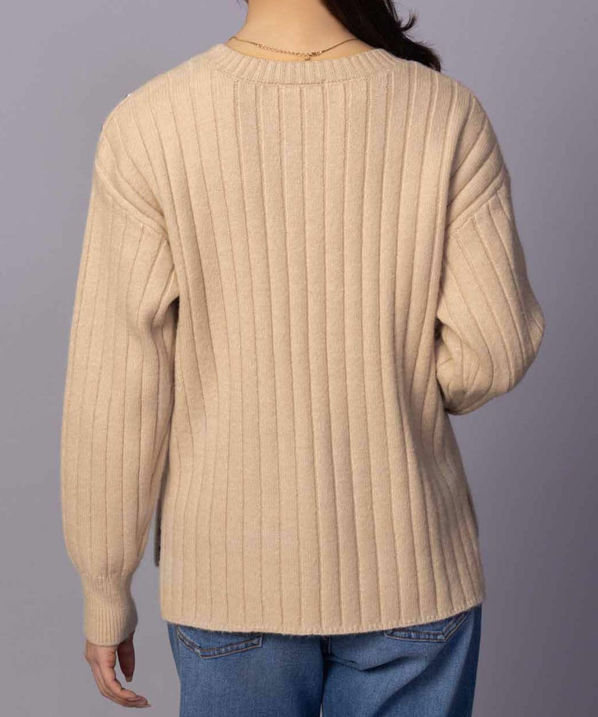 nAvy もちり もちもち 洗えるニット 肩ボタンクルーネック レディース