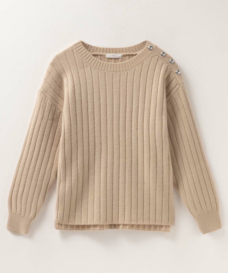 [期間限定knit]nAvy  もちり もちもち 洗えるニット 肩ボタンクルーネック レディース商品画像-35