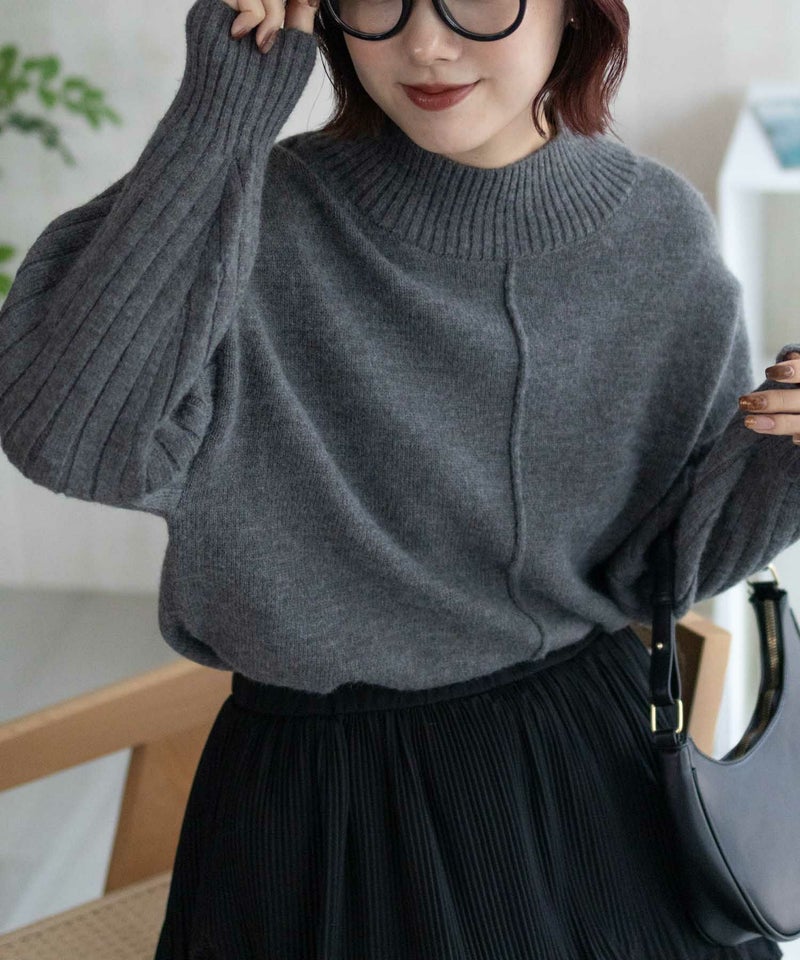 nAvy もちり もちもち 洗えるニット 切替ハイネック レディース商品画像-2