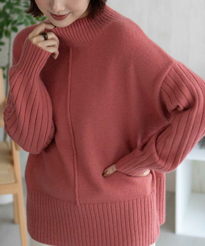 nAvy  もちり もちもち 洗えるニット 切替ハイネック レディース商品画像-3