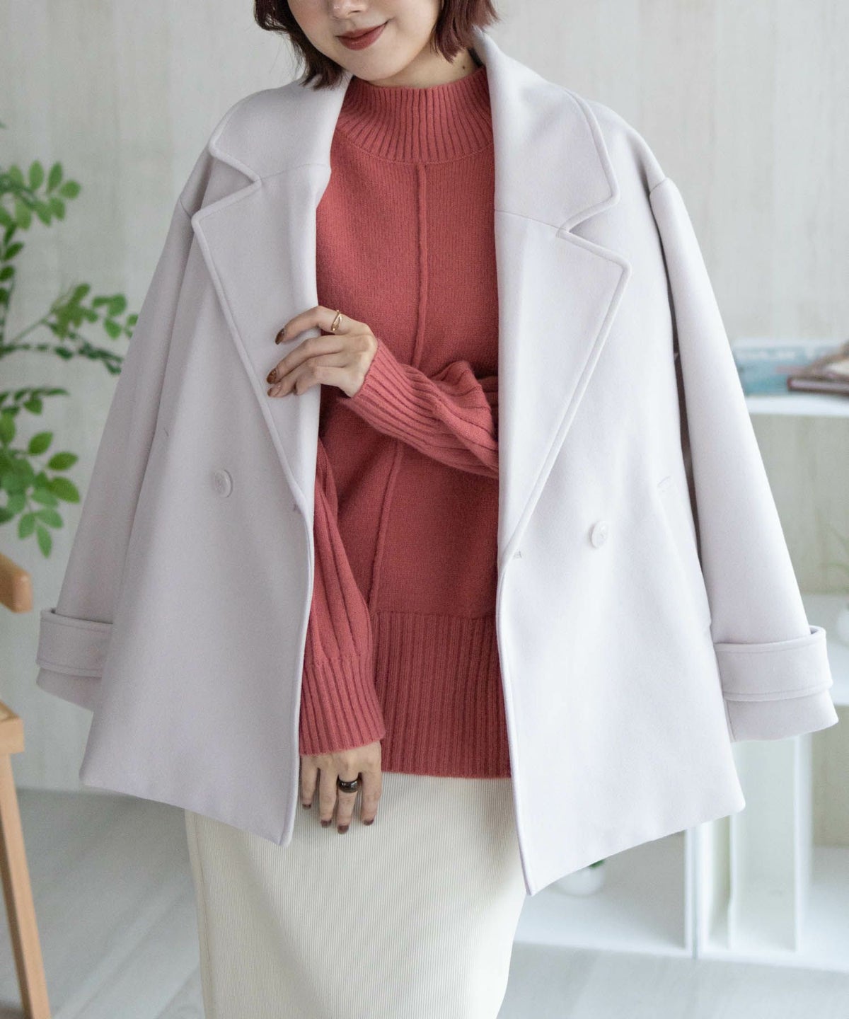 nAvy もちり もちもち 洗えるニット 切替ハイネック レディース