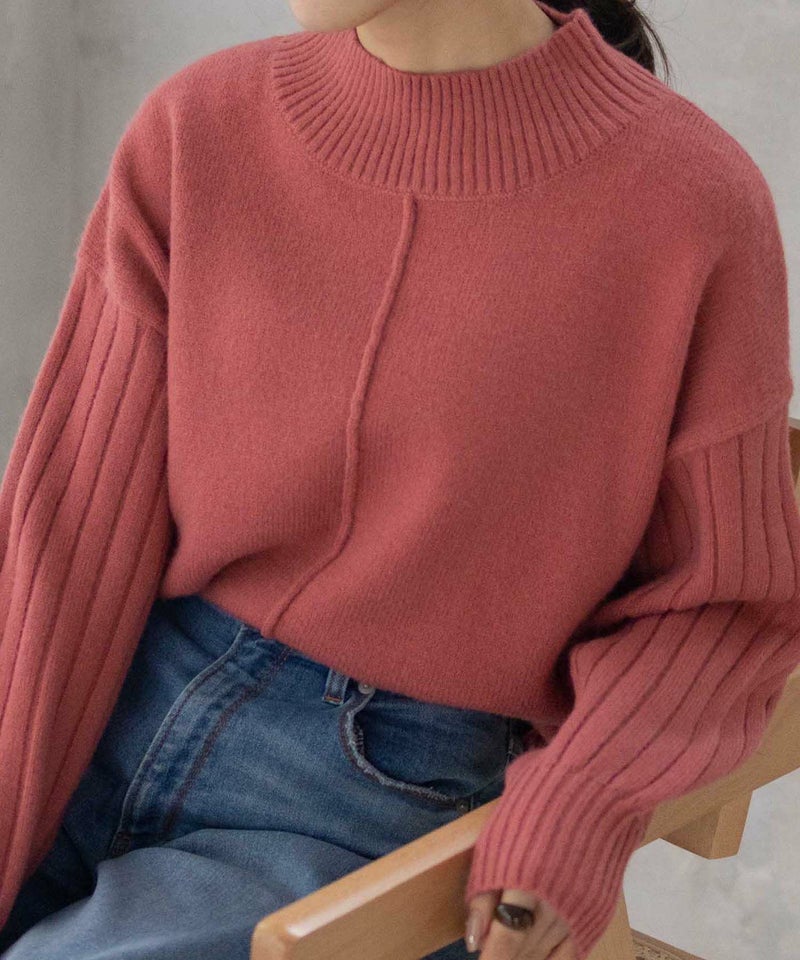 nAvy もちり もちもち 洗えるニット 切替ハイネック レディース商品画像-19