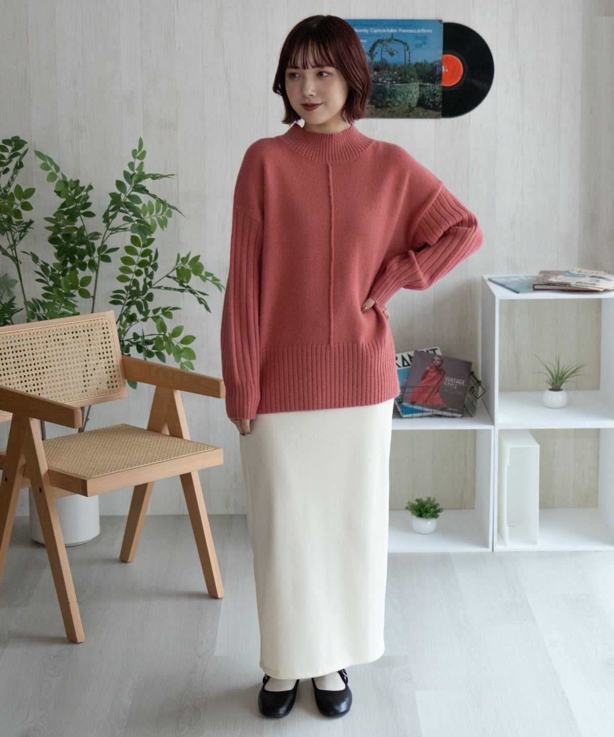 nAvy もちり もちもち 洗えるニット 切替ハイネック レディース