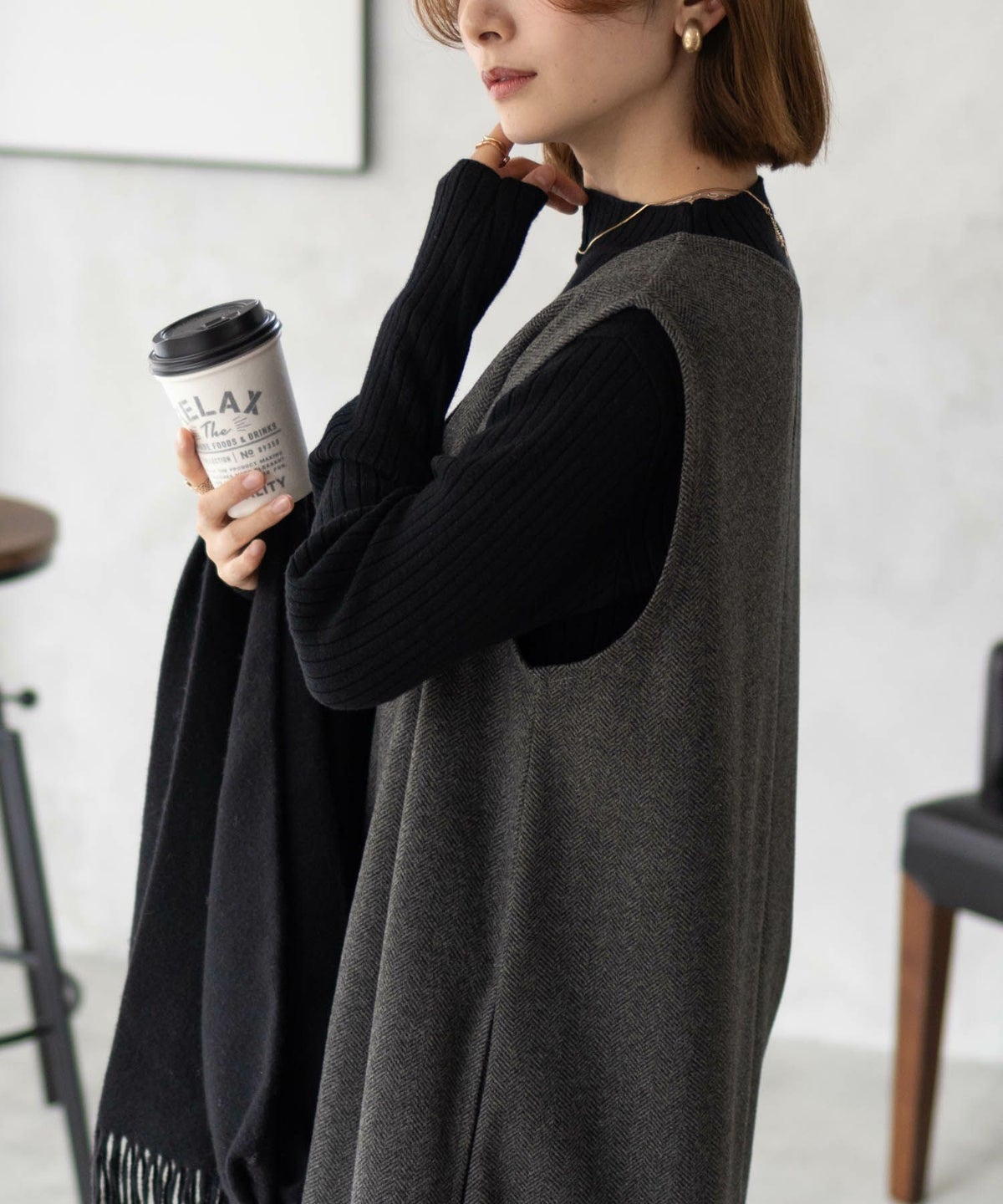 Howdy Marie ポンチ素材 ジャンパースカート レディース