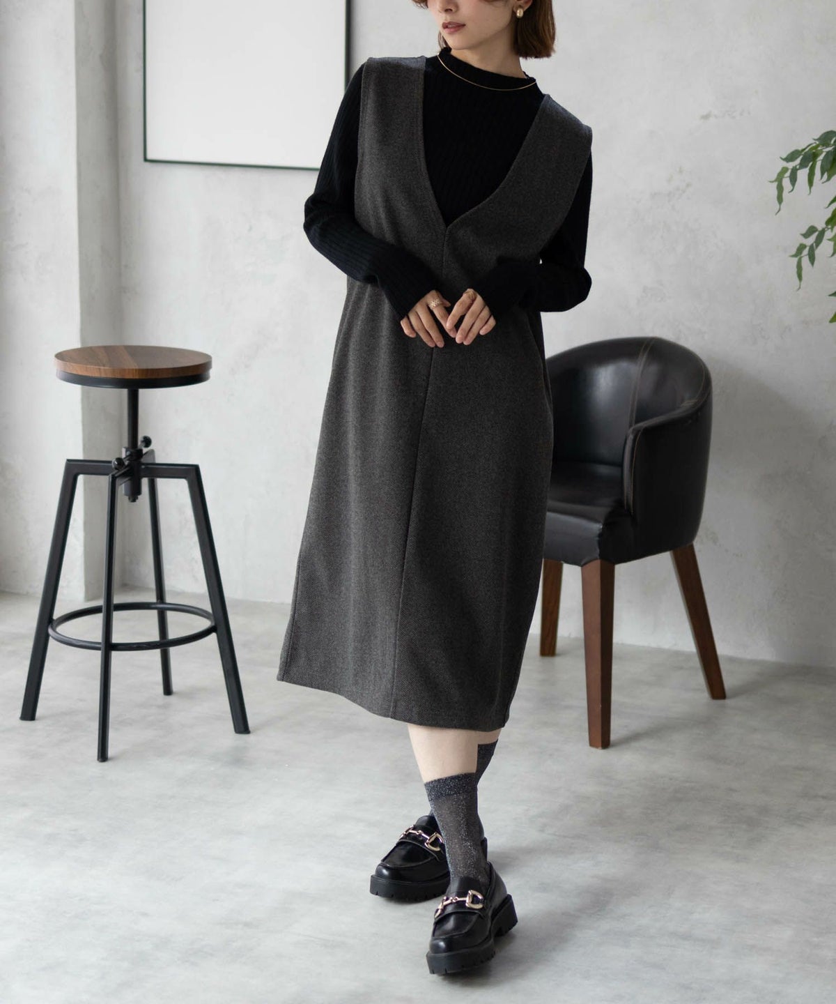 Howdy Marie ポンチ素材 ジャンパースカート レディース