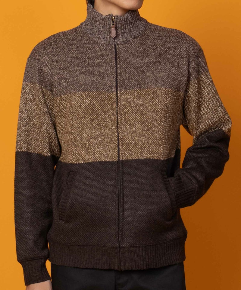 NAVY  温℃ 裏ボアジップスタンドニットジャケット メンズ商品画像-2