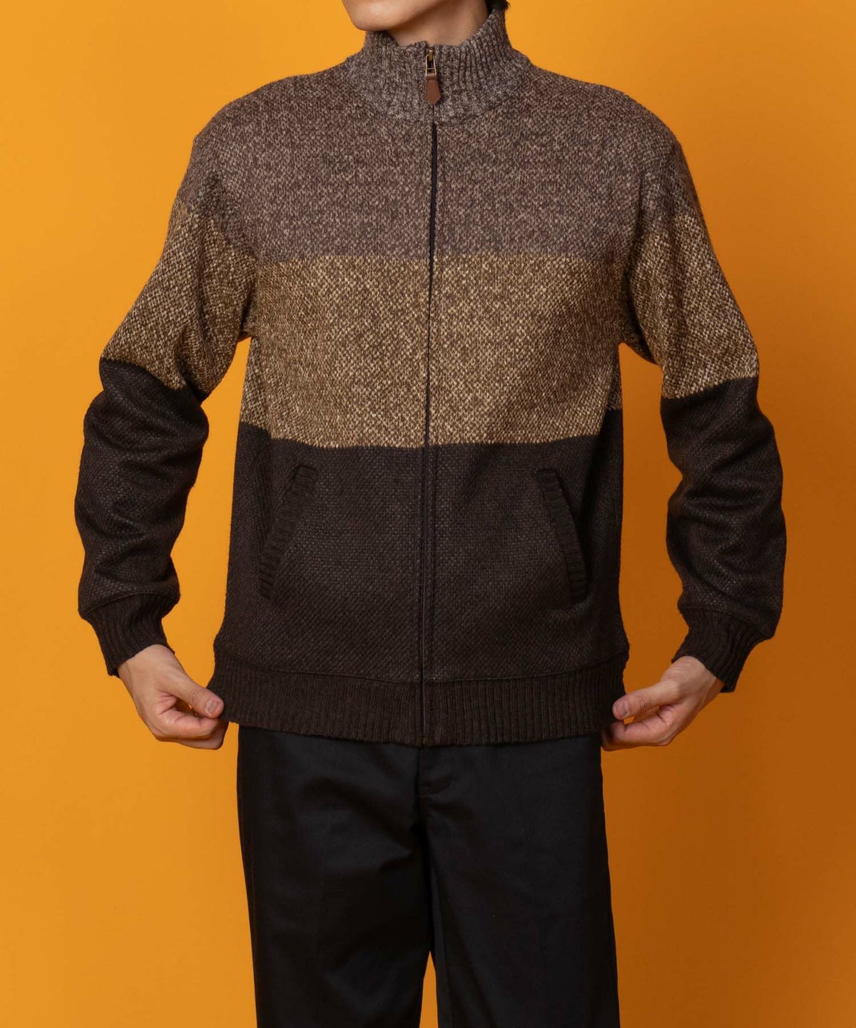 NAVY 温℃ 裏ボアジップスタンドニットジャケット メンズ