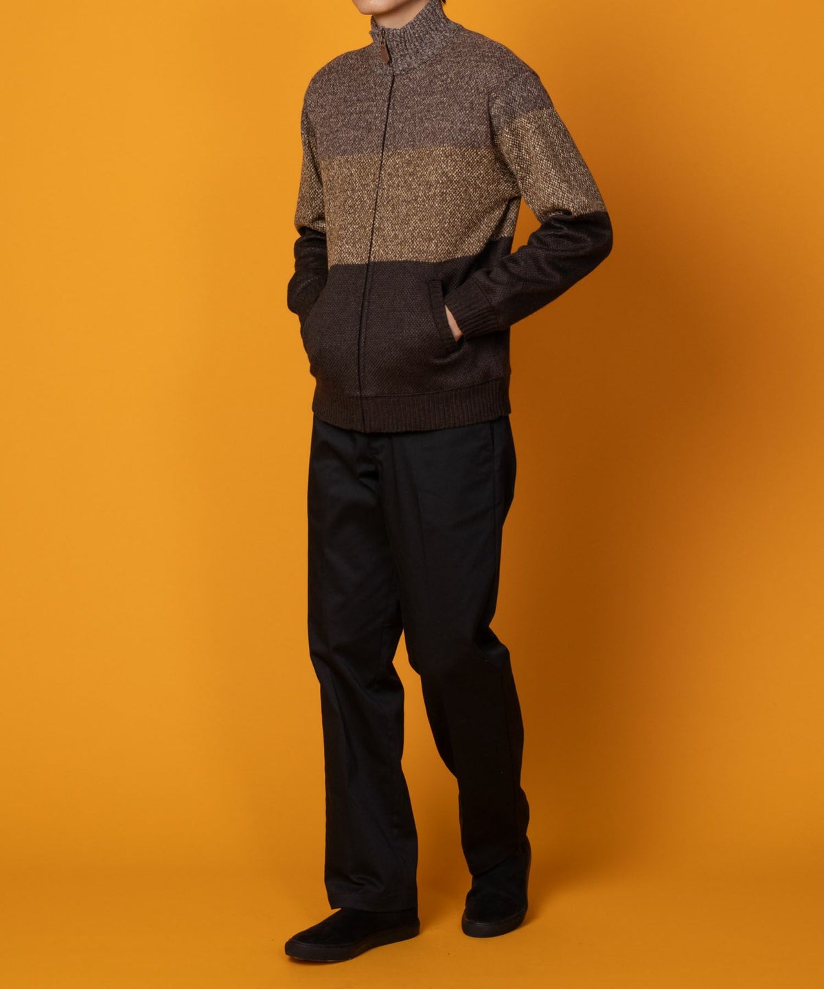 NAVY 温℃ 裏ボアジップスタンドニットジャケット メンズ