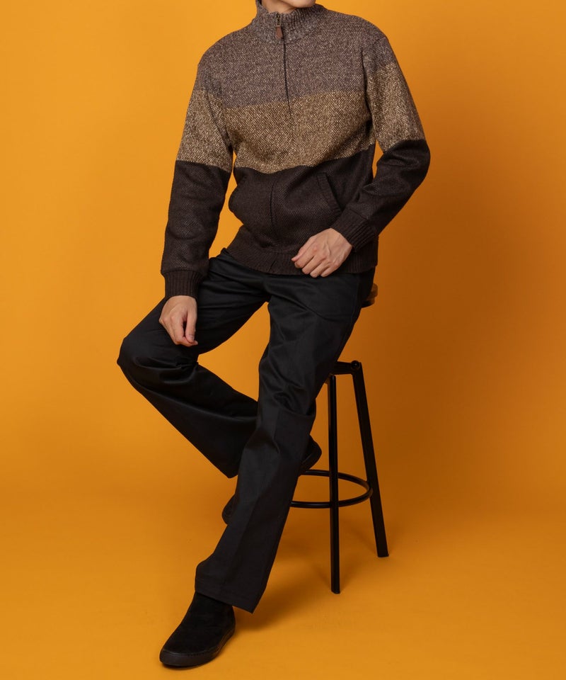 NAVY 温℃ 裏ボアジップスタンドニットジャケット メンズ商品画像-5