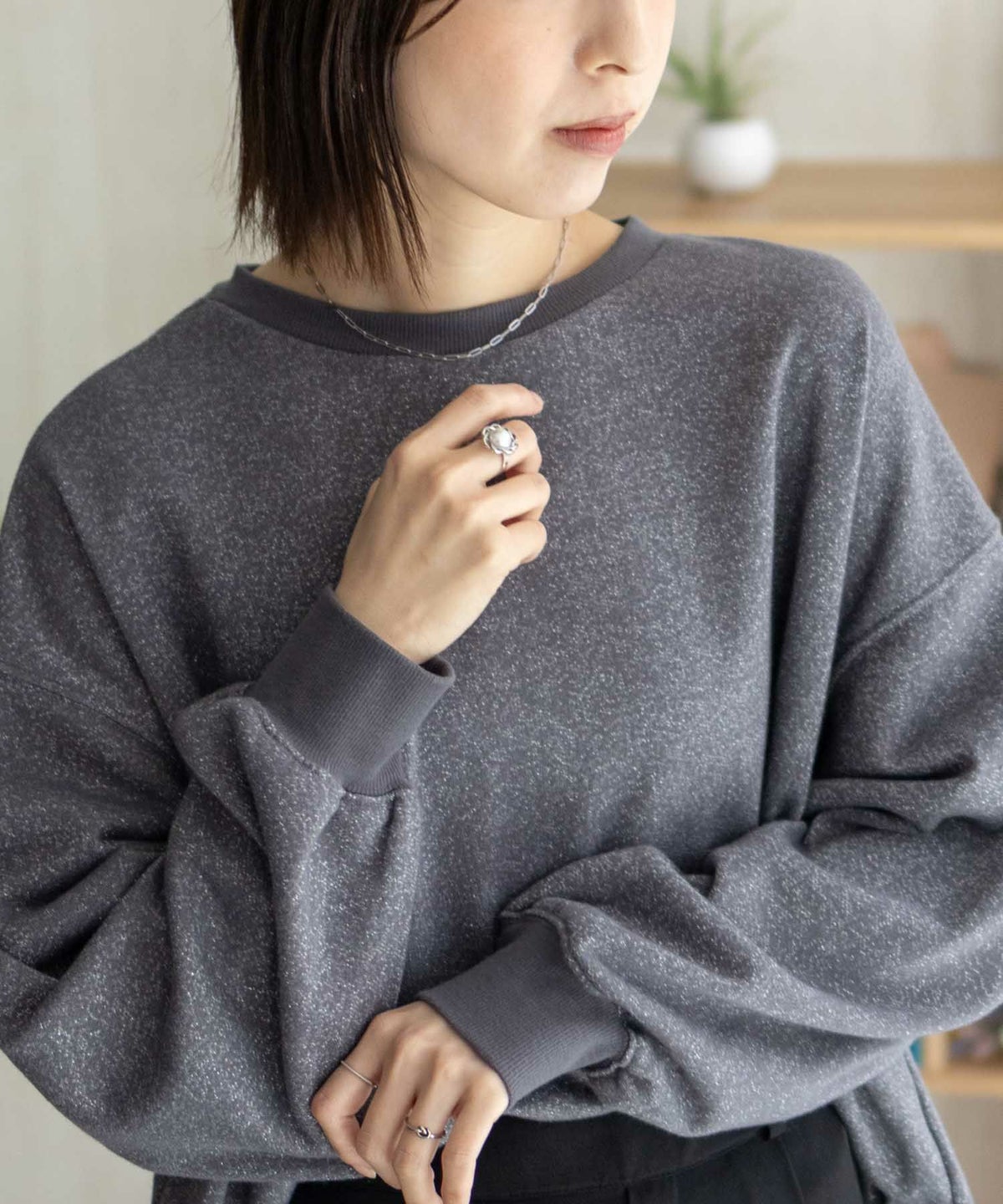 nAvy ラメ裏毛プルオーバー レディース